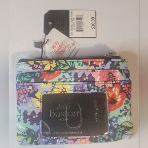Buxton Multicolor Floral Wallet with Navy Background